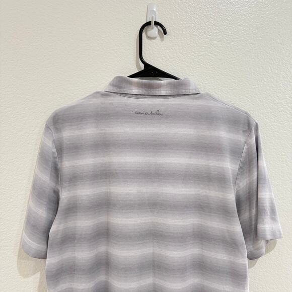 Travis Mathew Beach Camping Stripe Piqué Polo Grey White Short Sleeve Medium - Picture 10 of 14